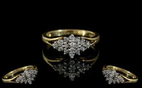 Ladies 18ct Gold Attractive Diamond Set Ring. Full Hallmark for 750 - 18ct to Interior of Shank. The