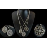 A Fine Collection of Sterling Silver Lockets ( 2 ) Antique Period and Vintage Pendant With