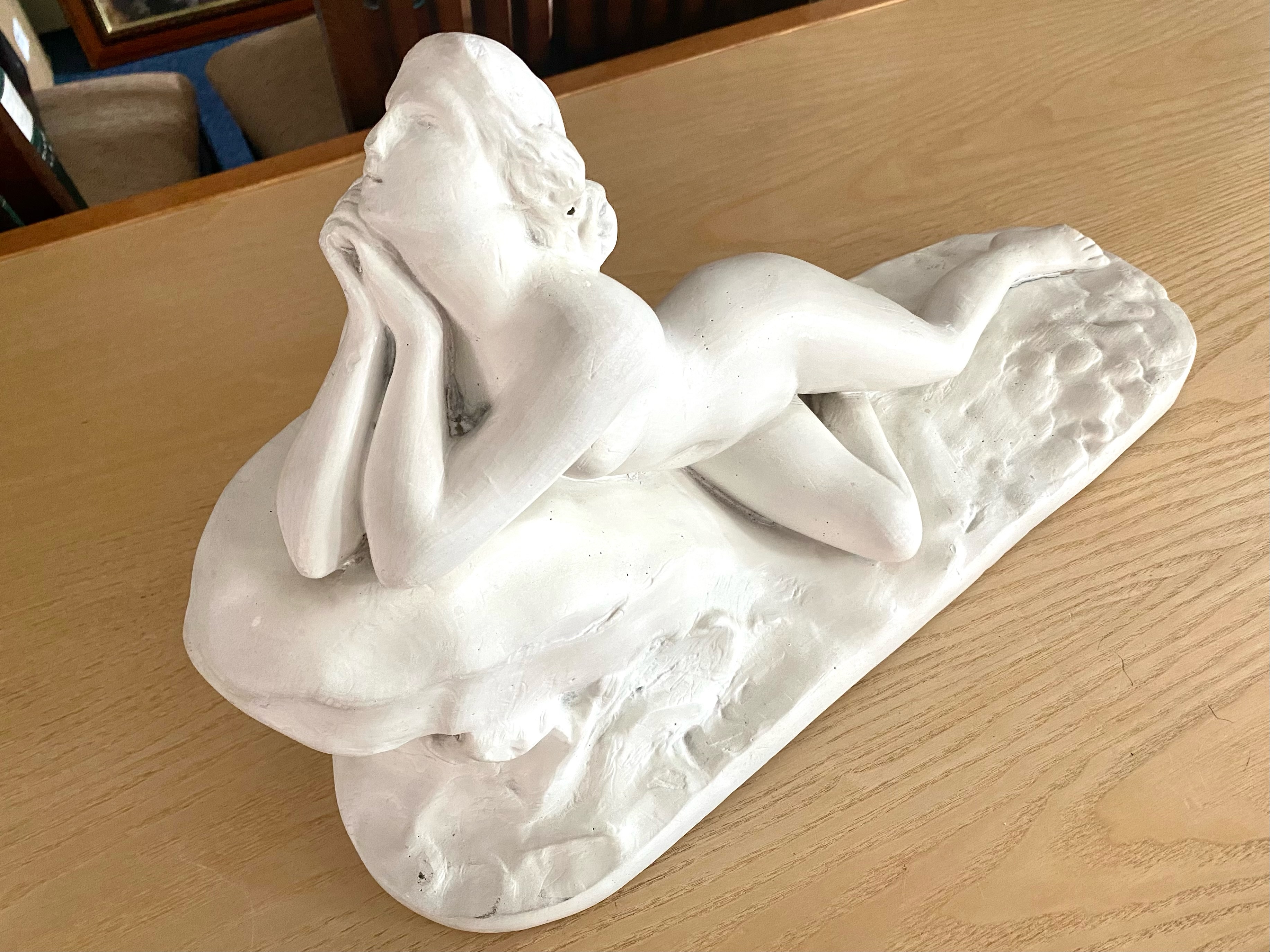 Art Deco 1930's Nude Lady Sculpture, Plaster Chalk Ware. Exceptionally Nice Example. Please See - Image 2 of 2