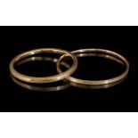 A Fine Pair of 9ct Gold Large Bangles of Wonderful Warm Colour / Design / Decoration. Both with Full