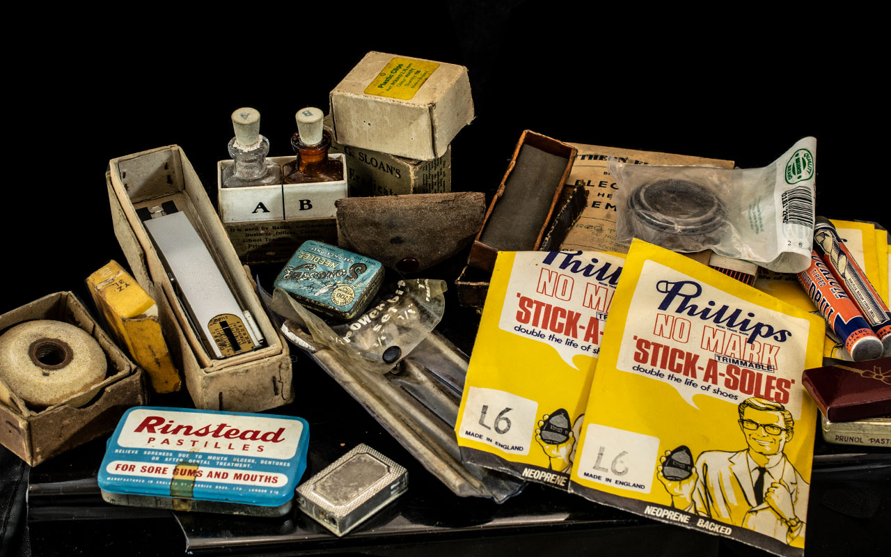 Box of Assorted Items. Comprises L G Sloan's Ink Eradicator Botles In Original Box, 5 X Phillips