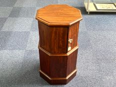 MID-VICTORIAN HEXAGONALMAHOGANY BREAKFRONT POT CUPBOARD the metamorphic upper division with flip-top