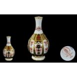 Royal Crown Derby Hand Painted Gold Banded Old Imari Pattern Vase. Pattern No 1128. Date 2003.