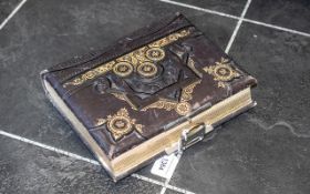 Victorian Period Good Quality Leather Bound Photo Album with hand finished gold highlights to
