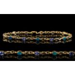 14ct Gold - Bracelet Set with Diamonds / Opals / Sapphires. Marked 14ct. Good Looking Bracelet -