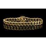 Ladies or Gents Solid and Tactile 9ct Gold Curb Bracelet with Good Solid Clasp and Safety Chain.