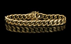 Ladies or Gents Solid and Tactile 9ct Gold Curb Bracelet with Good Solid Clasp and Safety Chain.