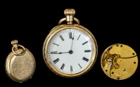 American Watch Company Waltham Ladies Superb 14ct Gold Plated Open Faced Small Pocket Watch.