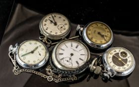New York Standard Watch Company Nickel Cased Pocket Watch, white porcelain dial, Roman numerals.