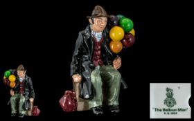 Royal Doulton Hand Painted Ceramic Figure ' The Balloon Man ' HN1954. Designer L. Harradine.