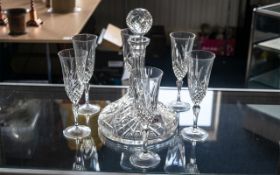 Cut Glass Ship's Decanter & 6 Champagne Flutes, together with four pieces of White Star Line