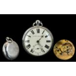 William Bell of Lancaster Key-wind Lever 40 Hour Movement Sterling Silver Open Faced Pocket Watch.