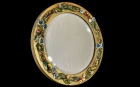 A 1930's Italian Barbola Mirror Decorated with Flowers and Fruit to the Surround.