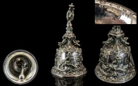 Elkington & Company Superb Cast / Heavy Silver Plated Bell. c.1860's. Profusely Decorated with