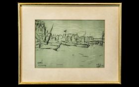 Laurence Stephen Lowry ( 1887- 1976 ) Artist Signed In Blue Biro - Original Lithograph - Titled '