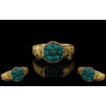 Georgian - Superb and Exquisite 15ct Gold Turquoise Set Ring. Beautiful Shank / Setting. Marked 15ct
