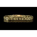 A 9ct Gold Bracelet ( Tactile ) Well Designed, With Full Hallmark for 9.375. Length 7.5 Inches -