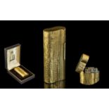 Dunhill - Deluxe Gold Plated Lighter ( Bark Finish ) 20 Microns Thick. No E60744, c1960. With