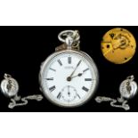 H. Samuel Manchester Open Faced English Lever Key-wind Pocket Watch, With Attached White Metal