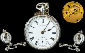 H. Samuel Manchester Open Faced English Lever Key-wind Pocket Watch, With Attached White Metal