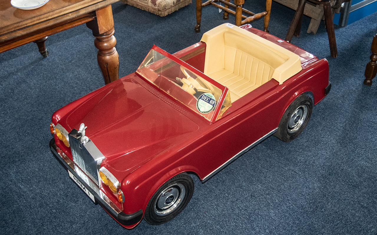 Sharna Rolls Royce Corniche Child's Pedal Car, red with cream interior, registration plate RRM 1.