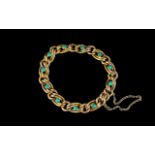 Antique Period - Superb Quality 15ct Gold Turquoise Set Ladies Bracelet with Safety Chain. c.1890's.