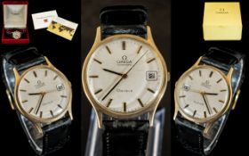 Omega Automatic Gents 9ct Gold Date / Just Wrist Watch, With Original Leather Omega Strap. c.1970's.