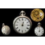Mid 19th Century Sterling Silver Pair Cased Pocket Watch, ' Verge ' Movement Signed to Movement,