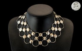 George Jensen Superb Sterling Silver Necklace. Designer Regitze Overgaard. Ref No 464. A Fine