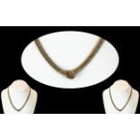 Ladies Attractive 9ct 2 Tone Gold Necklace with Excellent Clasp. Full Hallmark for 9.375. Weight