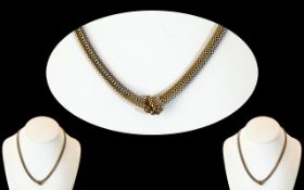 Ladies Attractive 9ct 2 Tone Gold Necklace with Excellent Clasp. Full Hallmark for 9.375. Weight