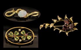 A Fine Collection of Antique Period 15ct and 18ct Stone Set Brooches of Excellent Proportions.