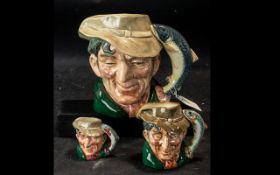 Collection of Three Royal Doulton Character Jugs 'The Poacher', comprising large 7'' The Poacher