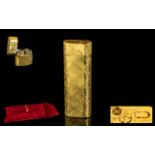 Cartier - Paris Deluxe 18ct Gold Plated Lighter. Serial No 62086. Complete Cartier Signed Red