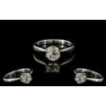 18ct White Gold Single Stone Diamond Ring. Stamped 18ct - 750 to Shank. The Semi Cushion Cut Diamond