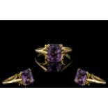 18ct Gold - Superb Single Stone Amethyst Set Ring, The Faceted Amethyst of Superb Rich Colour. Est