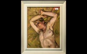 Ken Symonds (British 1927-2010) - 'Nude on Green' Pastel 15'' x 19'' (38cm x48cm) Signed & Titled on