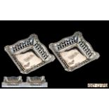 Edwardian Period 1902 - 1910 - A Fine Pair of Sterling Silver Open Worked Small Dishes of Square