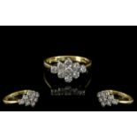 Ladies 18ct Gold Attractive Diamond Set Dress Ring. Marked with Full Hallmark for 750 to Interior of