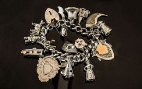 Ladies Silver Charm Bracelet, Clasp Is Hallmarked and Some Charms Also. Charms Includes Bell,