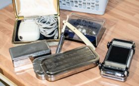 Collection of Gents Grooming Items. Includes Vintage Ronson Electric Shaver In Original Case,