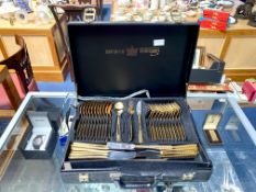 Canteen of Cutlery - By Bestecke SBS Solingen - 24k Gold Plate. Set Looks Complete, Includes