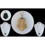 Antique Period - Ladies Attractive 9ct Gold Double Sided Shaped Hinged Locket, One Side Set with