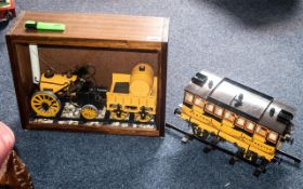 Stephenson's Rocket Diecast Model In Wooden Display Case. Together with Liverpool to Manchester