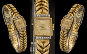 Rolex - Precision 18ct Gold and Diamond Set Ladies Mechanical Retro Wrist Watch. Marked 750 - 18ct