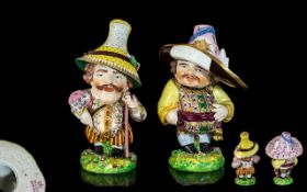 Bloor Derby - Mid 19th Century Fine Pair of Hand Painted Mansion House Porcelain Dwarfs of Grotesque