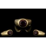 American 1960's Gents 10ct Gold Single Stone Garnet Set Ring. Marked 10ct to Interior of Shank.