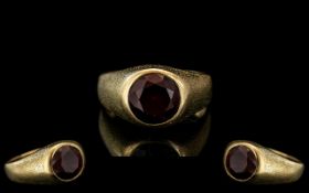 American 1960's Gents 10ct Gold Single Stone Garnet Set Ring. Marked 10ct to Interior of Shank.