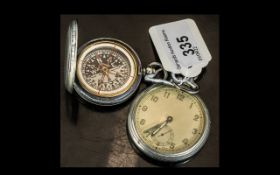 An Open Faced Military Pocket Watch, Arabic numerals, crew back marked GS/TP B49443. Working.