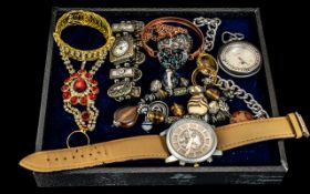 Collection of Continental Costume Jewellery comprising an Indian style jewelled bracelet and ring